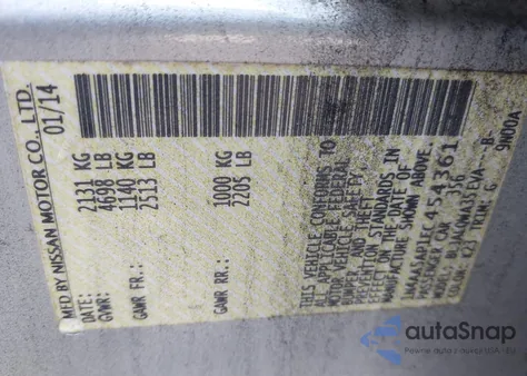 2014 Nissan Maxima 3.5 S из США, поврежденный, VIN 1N4AA5AP1EC454361